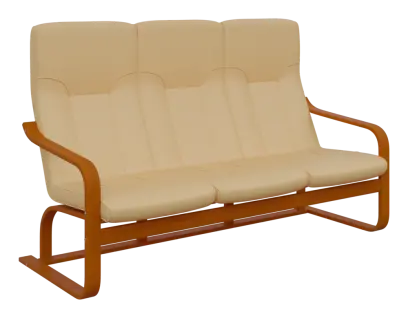 BO - 3 trojkřeslo, dřevěná kostra, moření třešeň, koženka HOLY BE 5, krémová